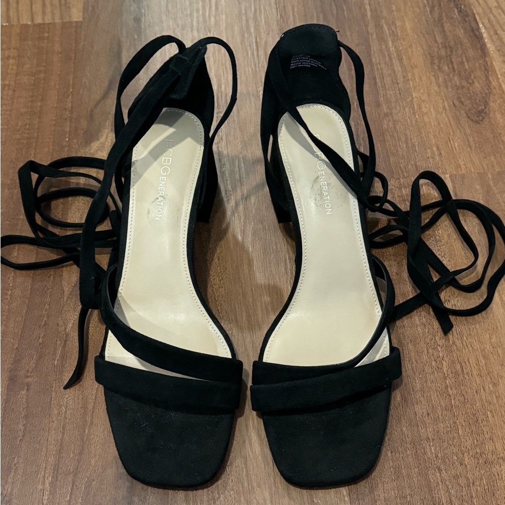 BCBG Black suede lace up heels #heels size 9 like new never worn